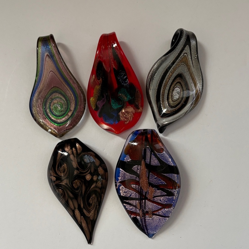 Handmade Glass Pendant Lot - Multicolor Artistic Teardrops & Abstract Shapes - Picture 8 of 9